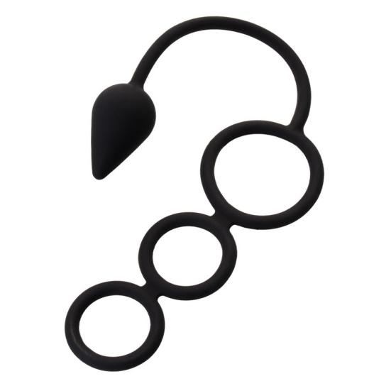 Эрекционные кольца с анальной пробкой Drop S-size